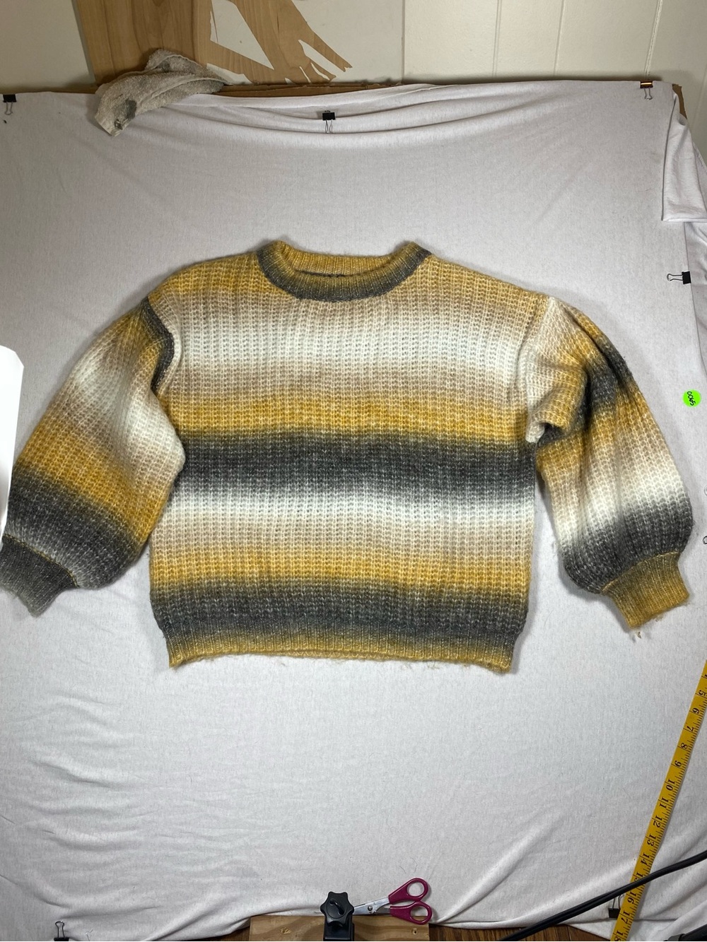 Forever 21 Yellow Green Ombre Striped Chunky Knit Sweater M